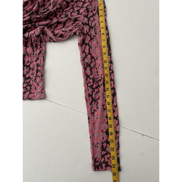 ATM Anthony Thomas Melillo Top Women S/P Pink Black Animal Print Distressed Hem - Picture 8 of 13